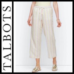 Talbots Stripe Linen Wide Leg Crop Pants